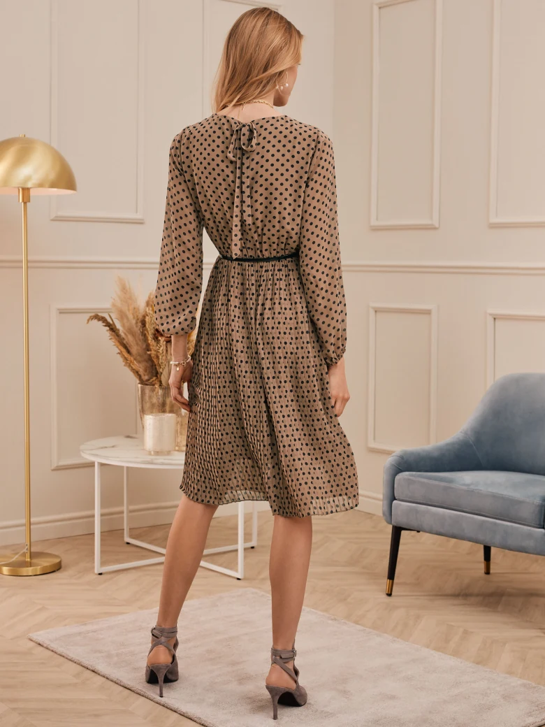 BEIGE PLEATED DRESS