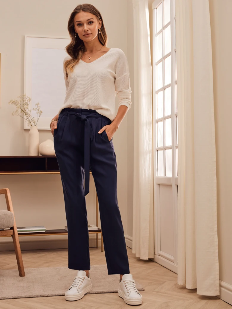 NAVY BLUE PANTS WITH TIE