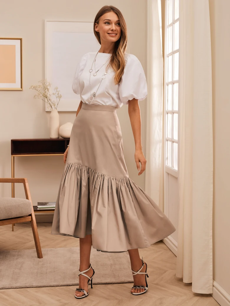 BEIGE MIDI SKIRT