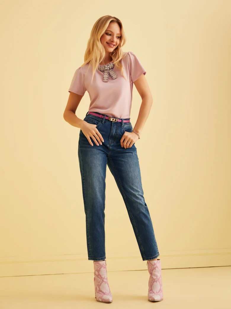 PINK BLOUSE WITH BOW