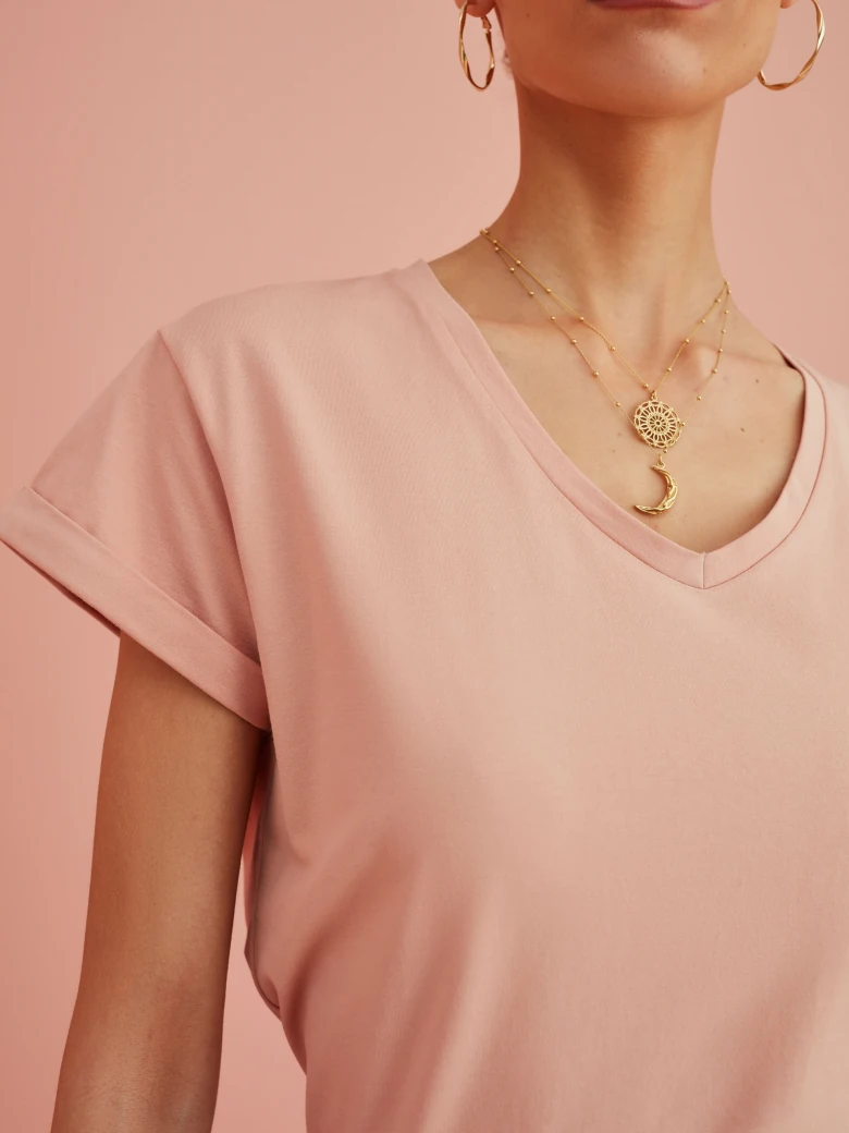 PINK BLOUSE WITH V NECKLINE