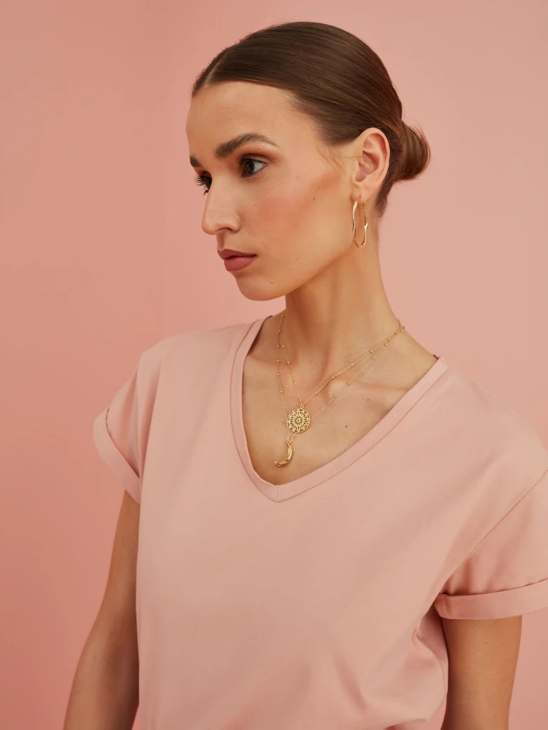 PINK BLOUSE WITH V NECKLINE