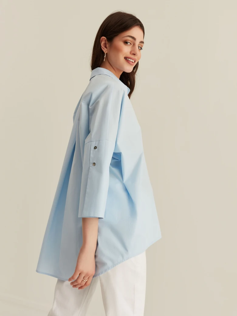 BLUE SHIRT WITH WIDE SLEEVE