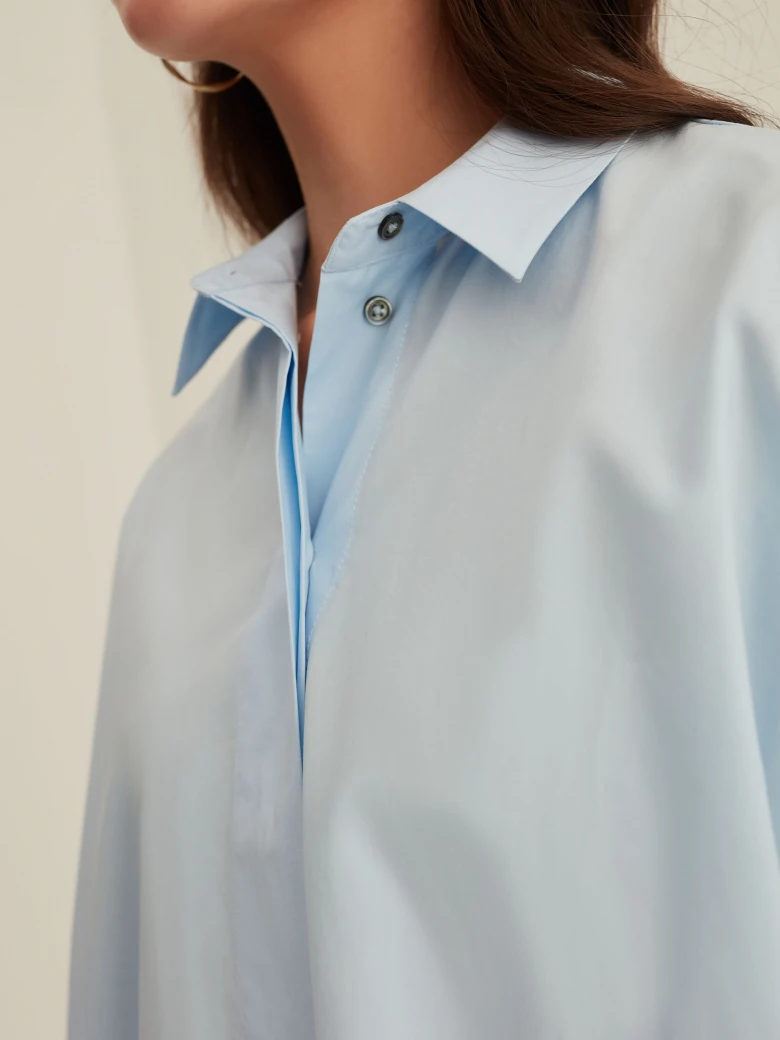 BLUE SHIRT WITH WIDE SLEEVE