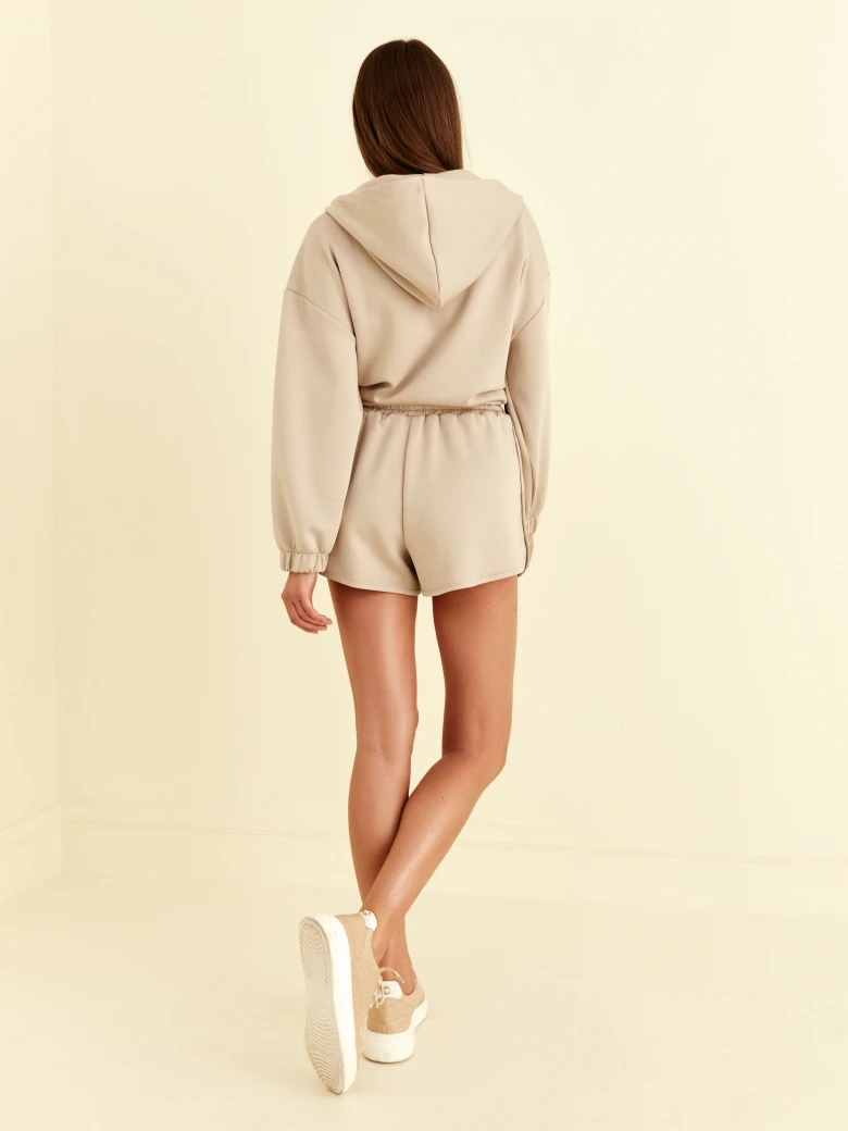 BEIGE SHORT HOODIE