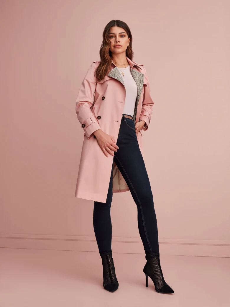 PINK DOUBLE-BREASTED TRENCH
