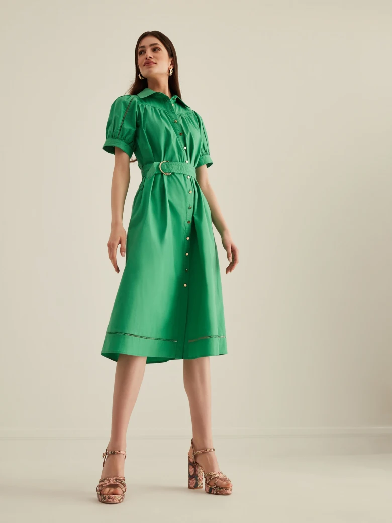 SHORT-SLEEVE GREEN DRESS