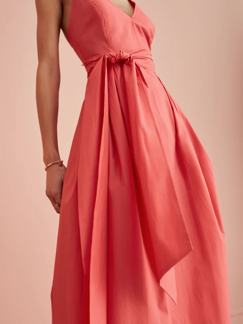 CORAL DRESS WITH TIE DETAIL