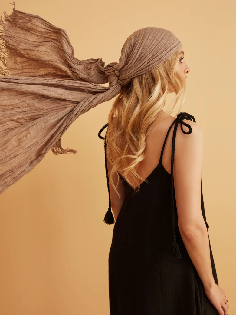 BLACK MAXI DRESS WITH TIED STRAPS