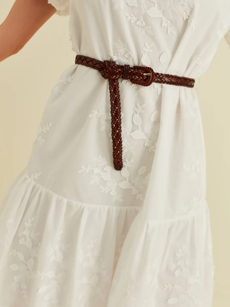 WHITE DRESS WITH SHORT SLEEVE