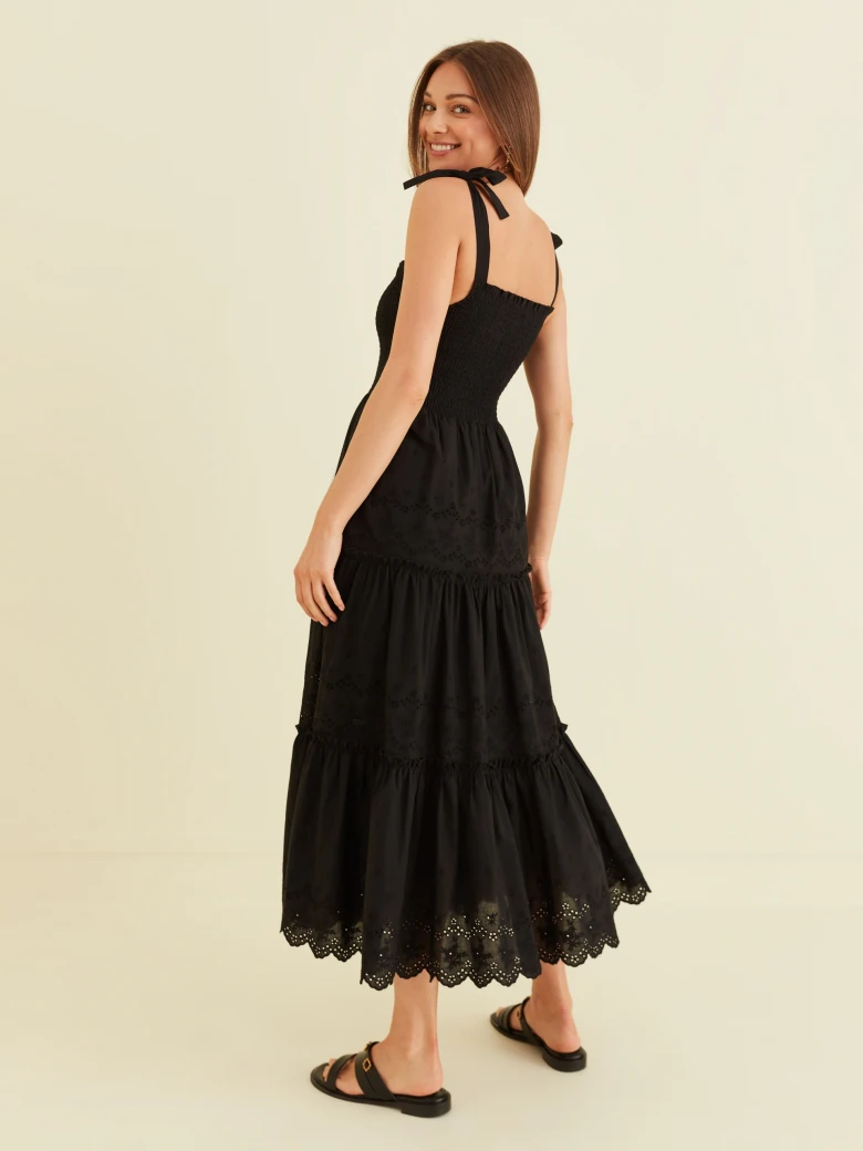 BLACK DRESS WITH FRILL
