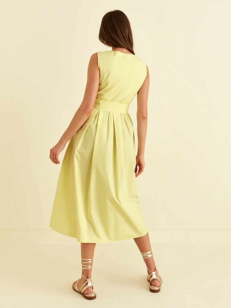 YELLOW DRESS WITH V-SHAPE NECKLINE