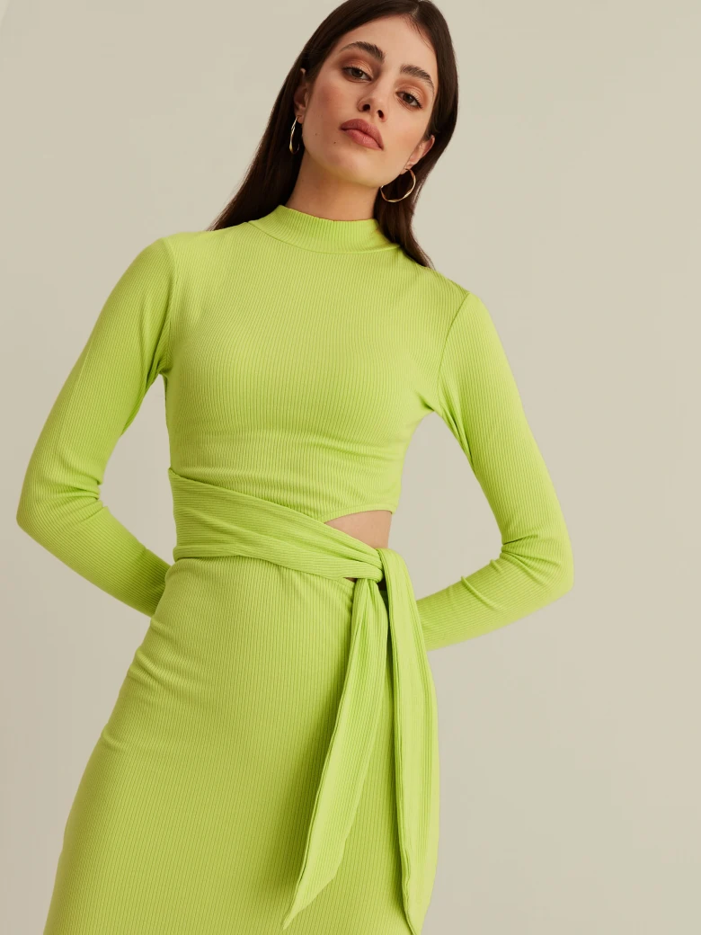 KNITTED DRESS IN LIME COLOR
