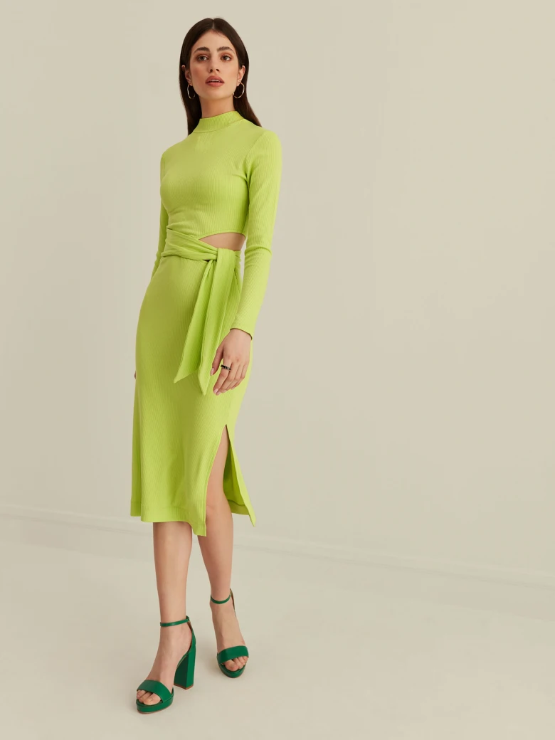 KNITTED DRESS IN LIME COLOR