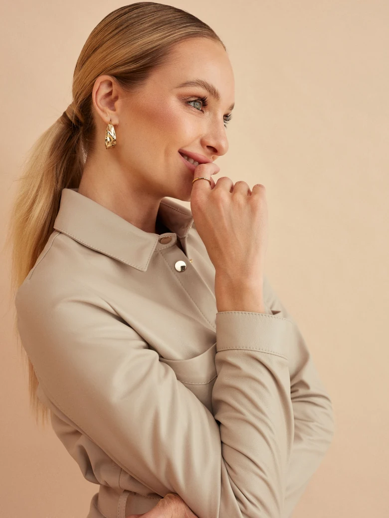 BEIGE LEATHER DRESS