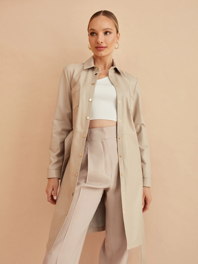 BEIGE LEATHER DRESS