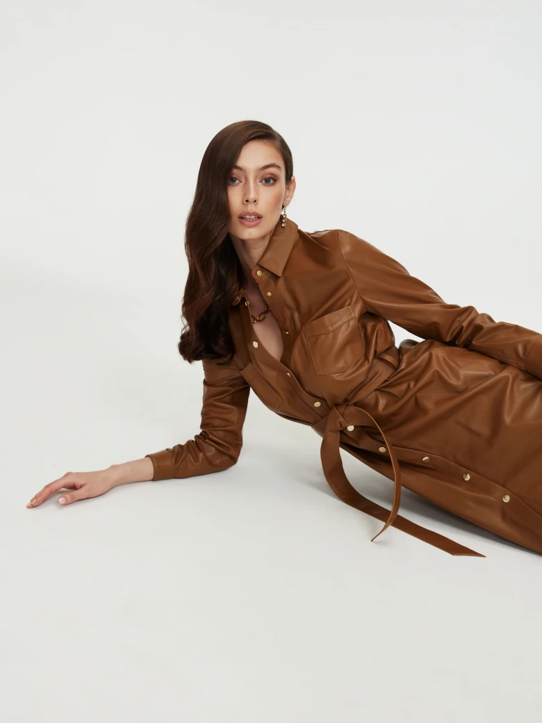 BROWN LEATHER DRESS