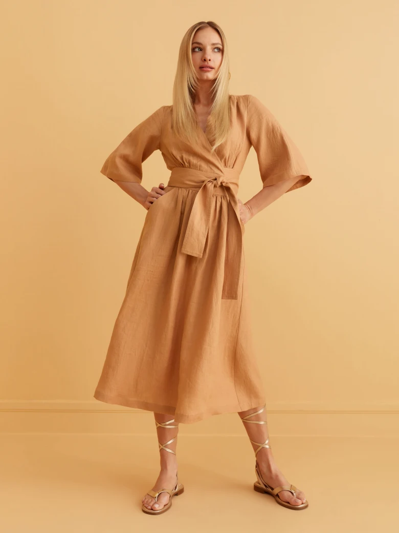 LINEN MIDI DRESS