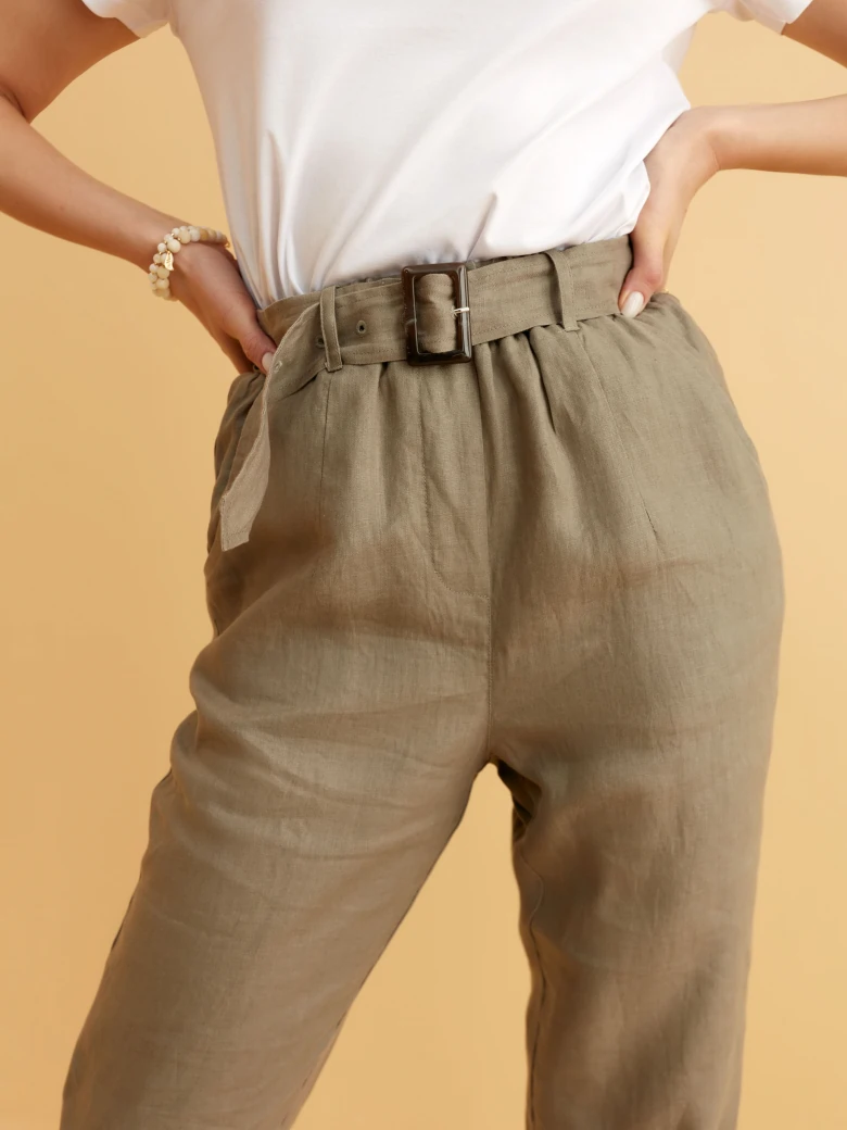 LINEN CIGARETTE PANTS