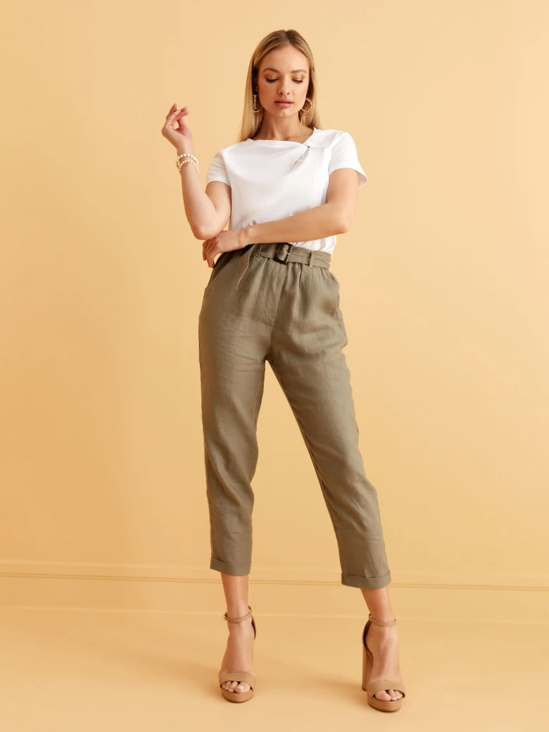 LINEN CIGARETTE PANTS