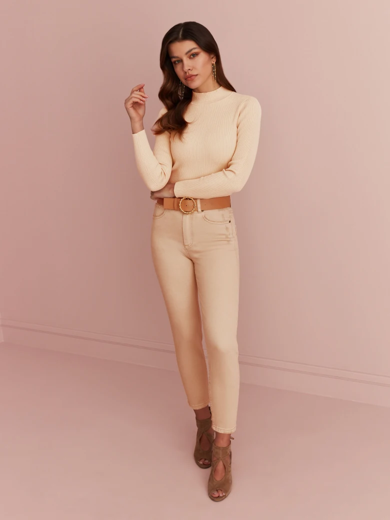 BEIGE HIGH-WAISTED JEANS