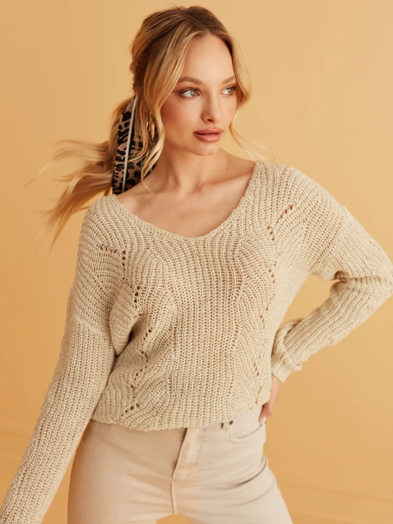 BEIGE HIGH RISE PANTS