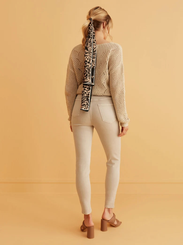 BEIGE HIGH RISE PANTS