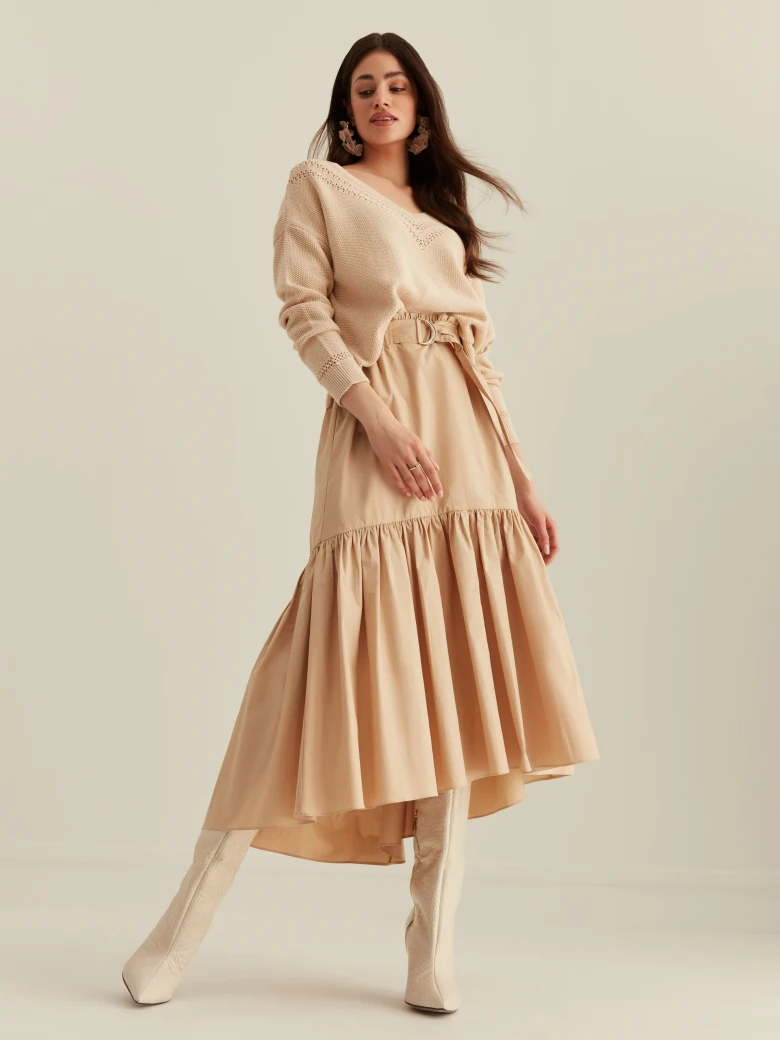 BEIGE SKIRT WITH RUFFLE