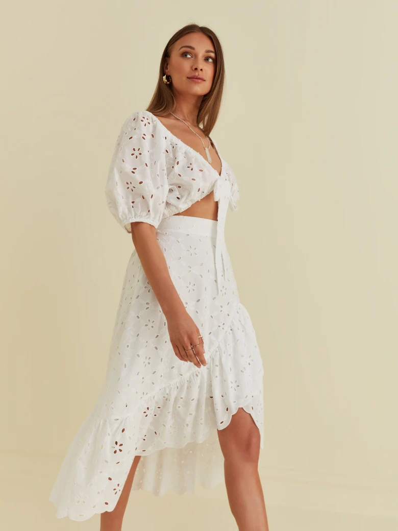 OPENWORK MIDI SKIRT
