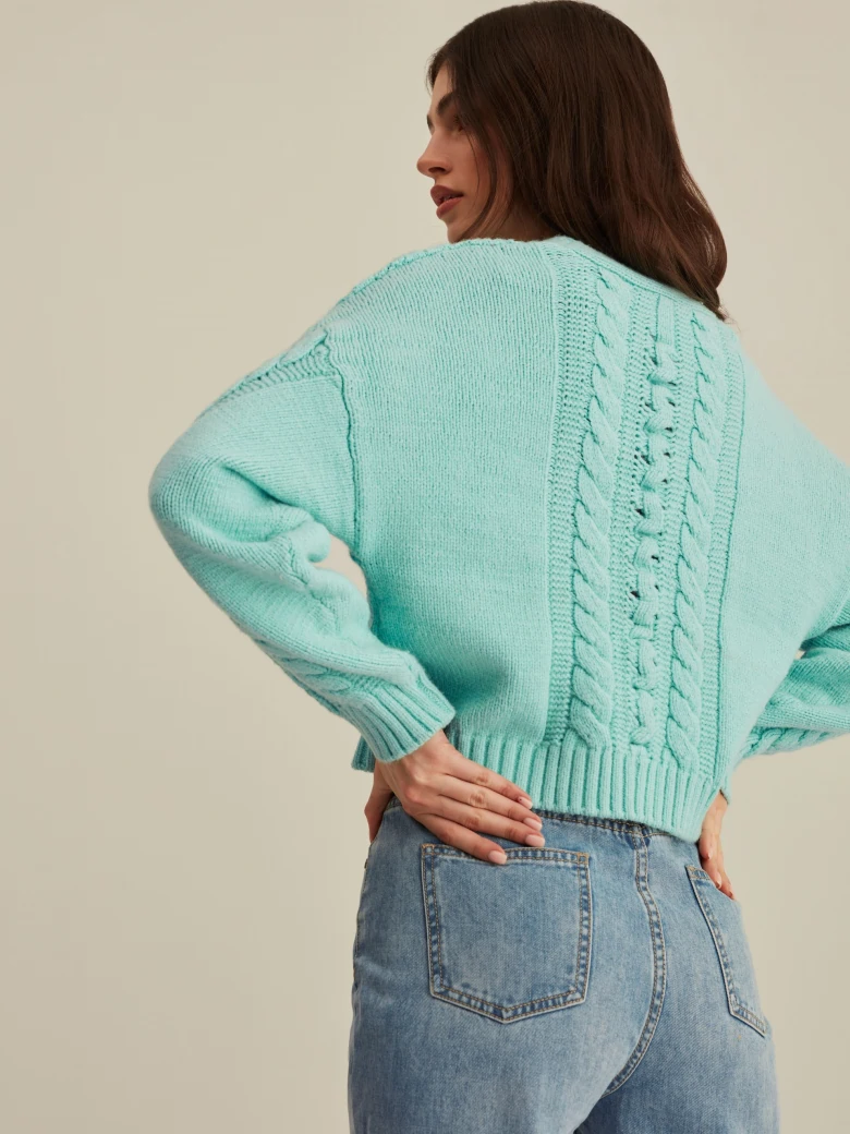 TURQUOISE CROPPED CARDIGAN