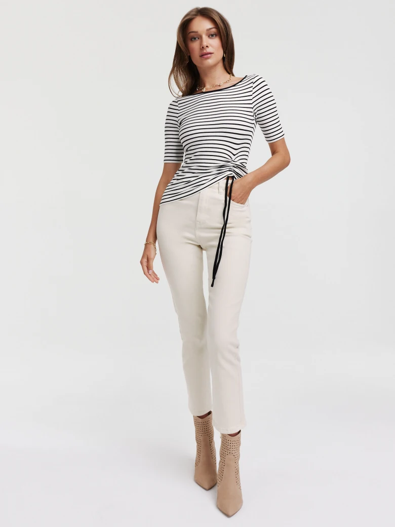 White striped blouse with a crease