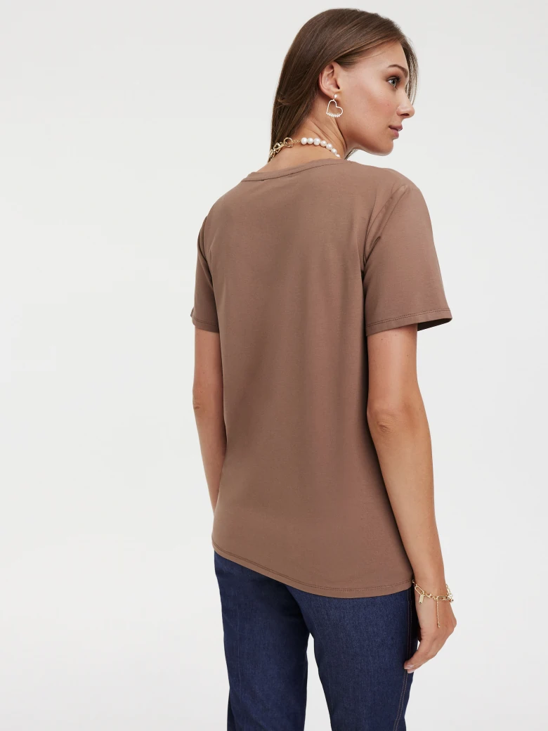 Light brown blouse with short sleeves