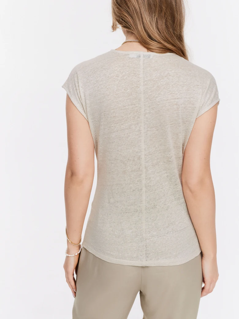Beige linen blouse with ties