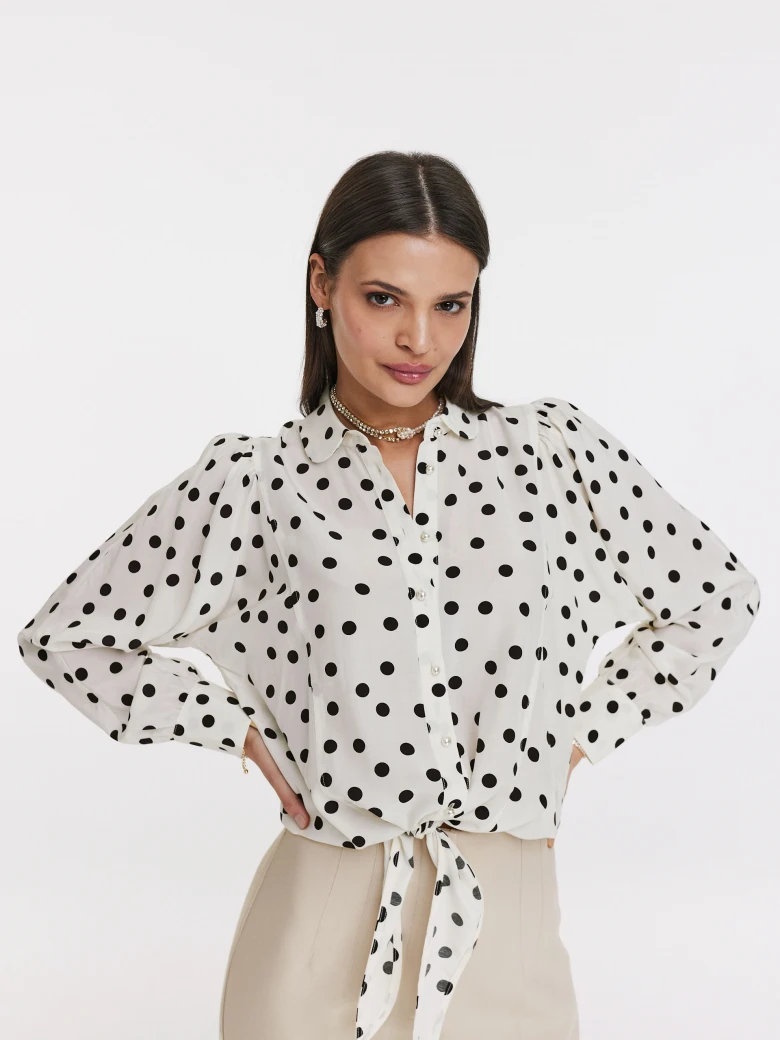 White shirt with black peas