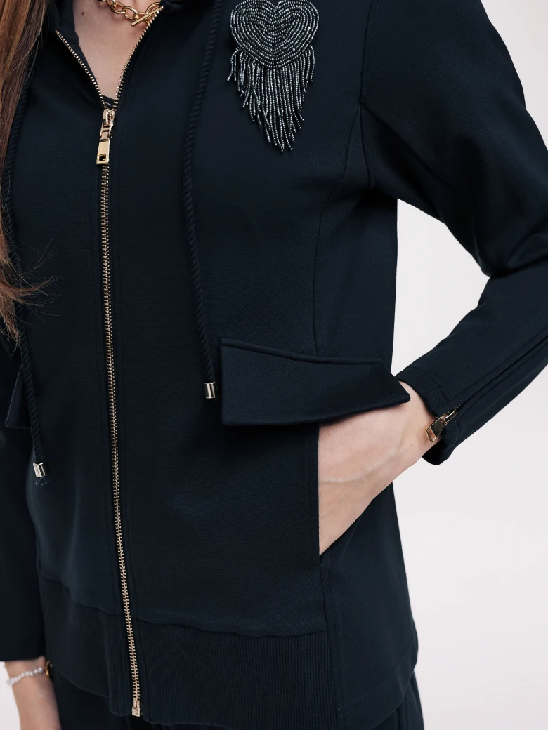 Navy blue zip-up hoodie