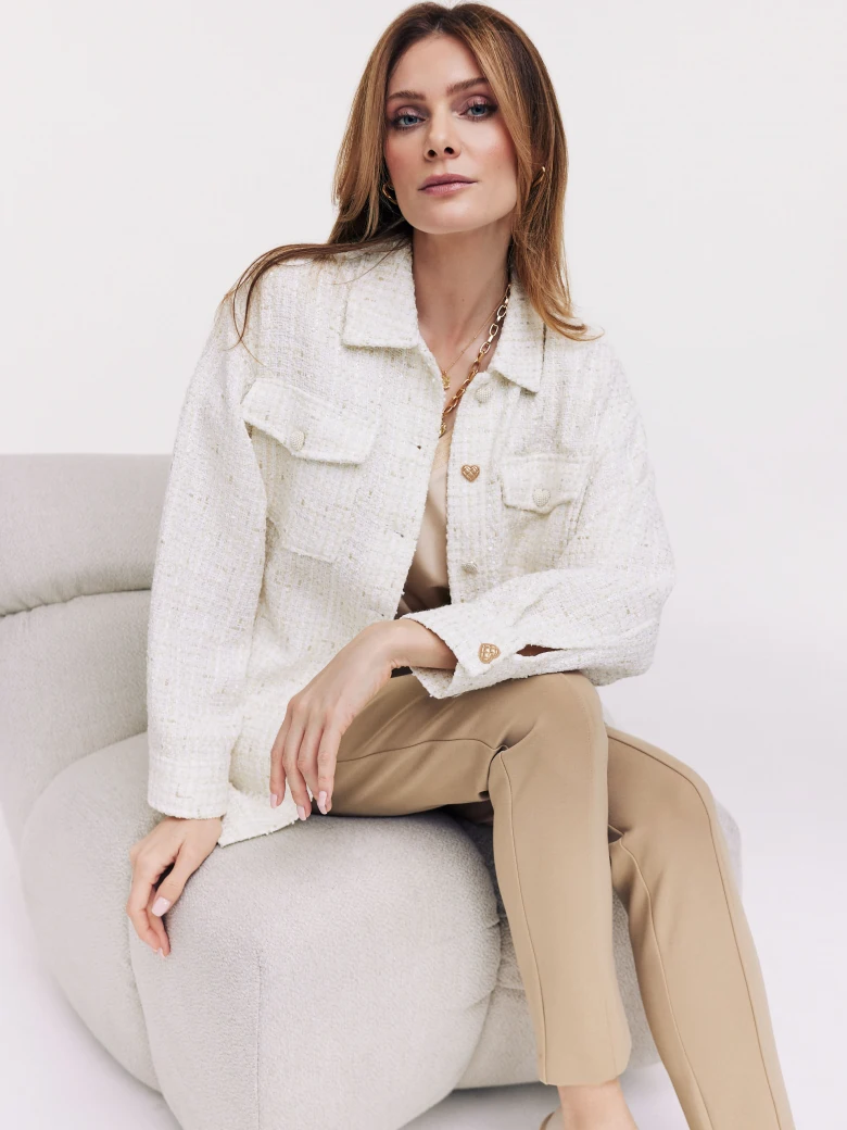 Shirt jacket in beige color