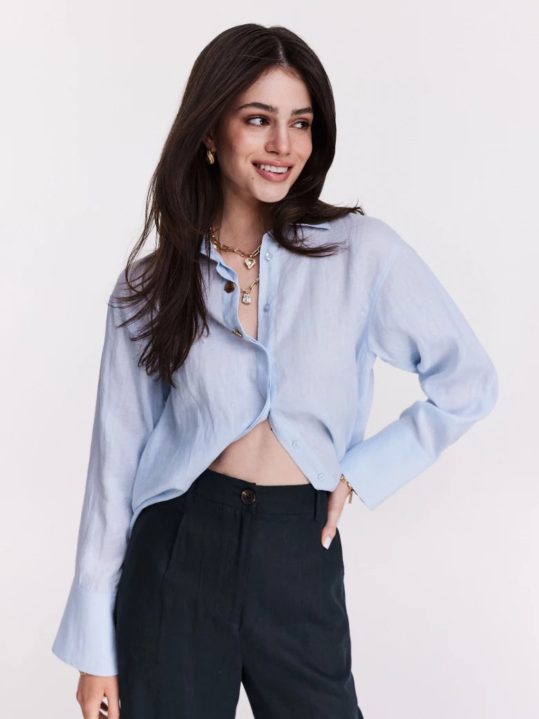 Blue linen oversize shirt