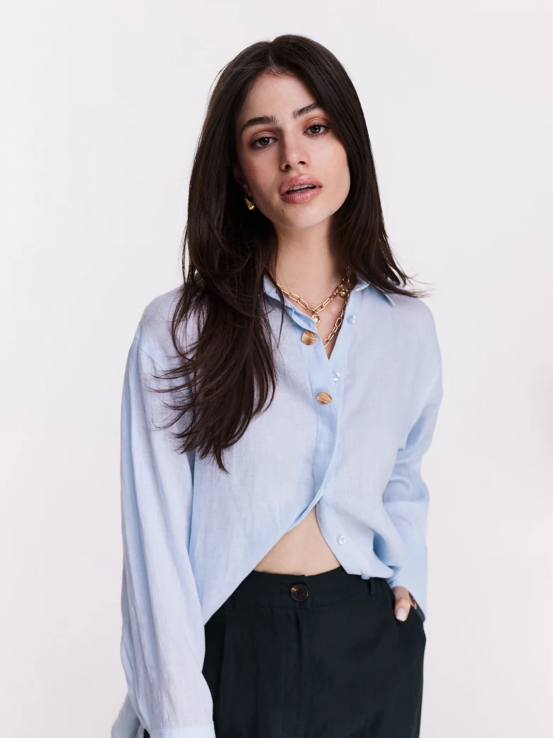Blue linen oversize shirt