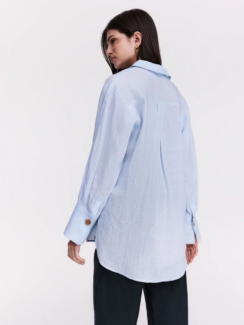 Blue linen oversize shirt