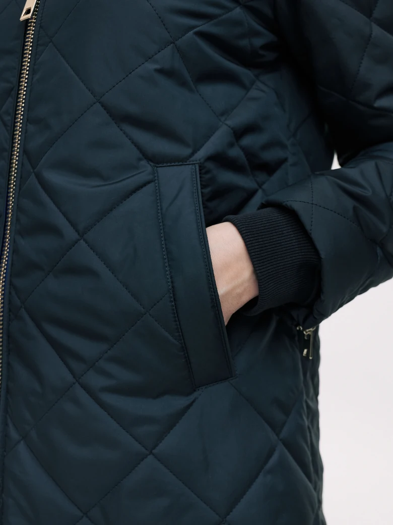 Navy blue quilted transitional coat