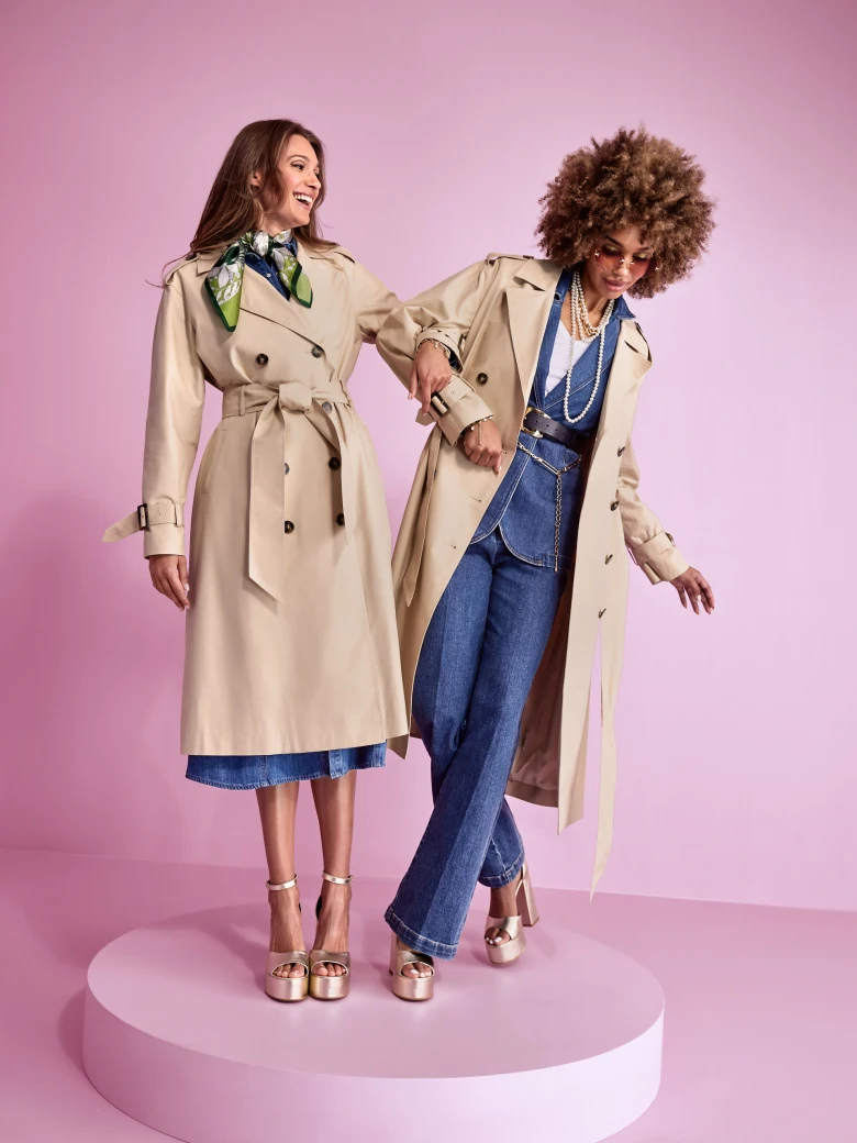 Beige cotton and tencel trench