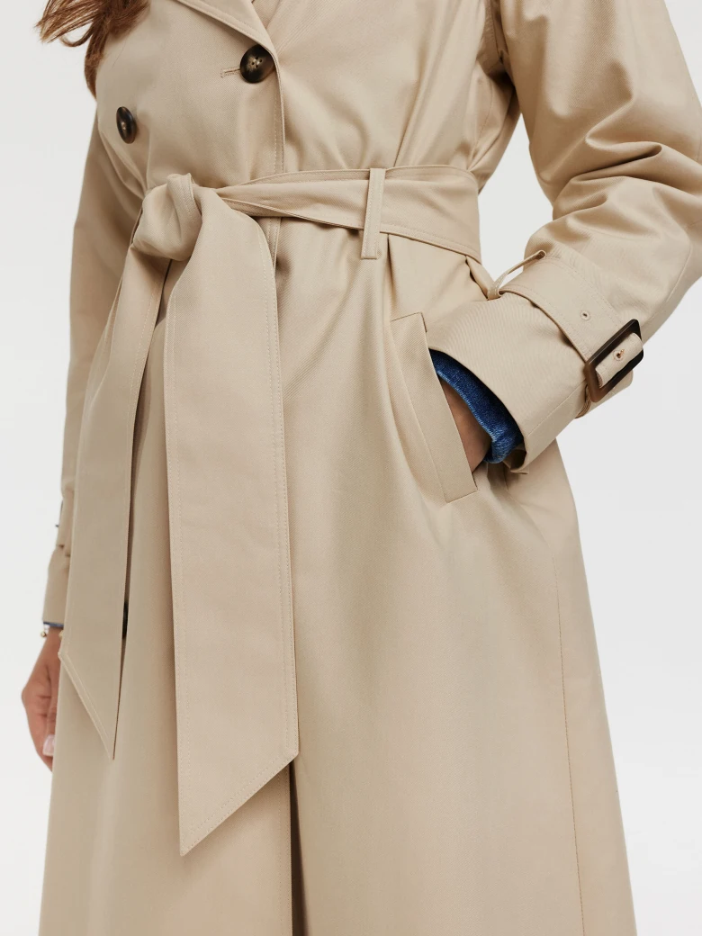 Beige cotton and tencel trench