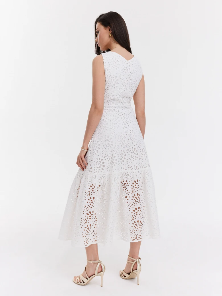 White openwork midi dress