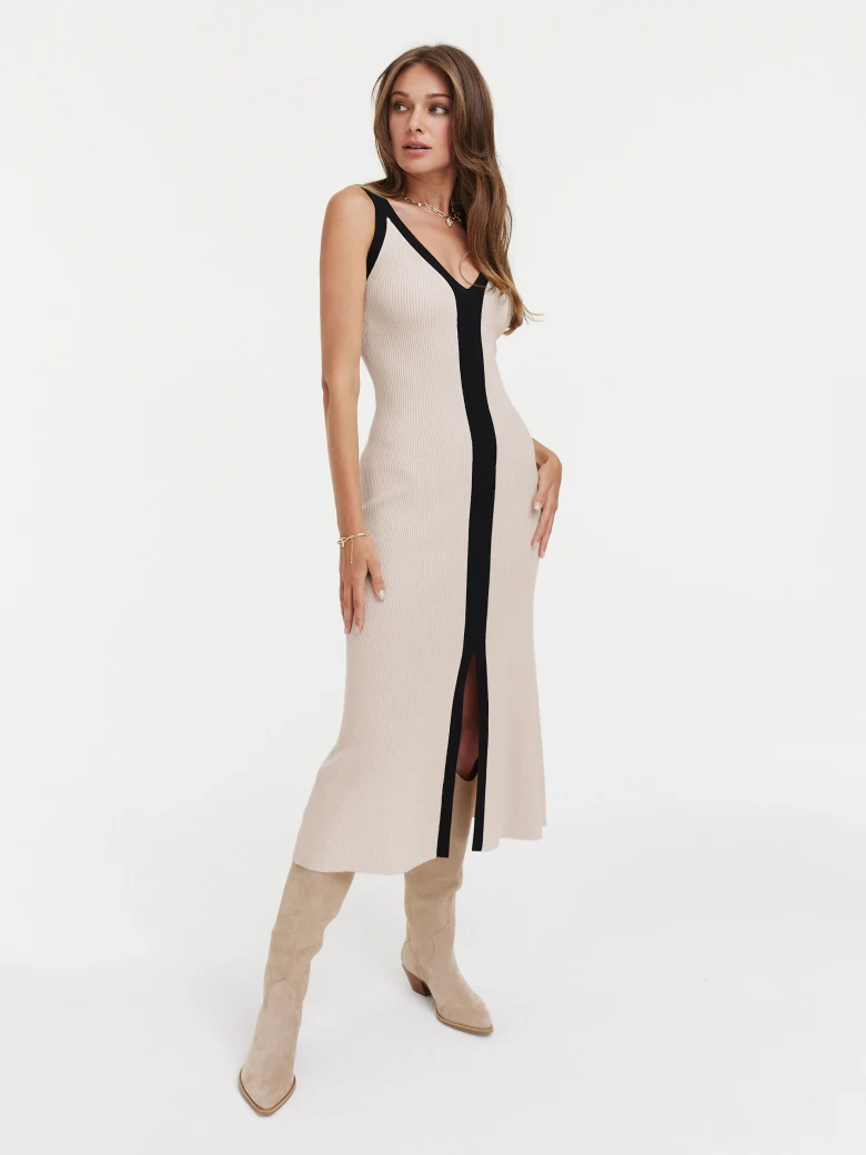 Fitted dress with trimmings