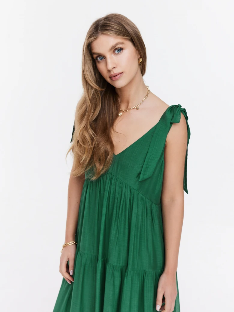 Green maxi dress with tied straps