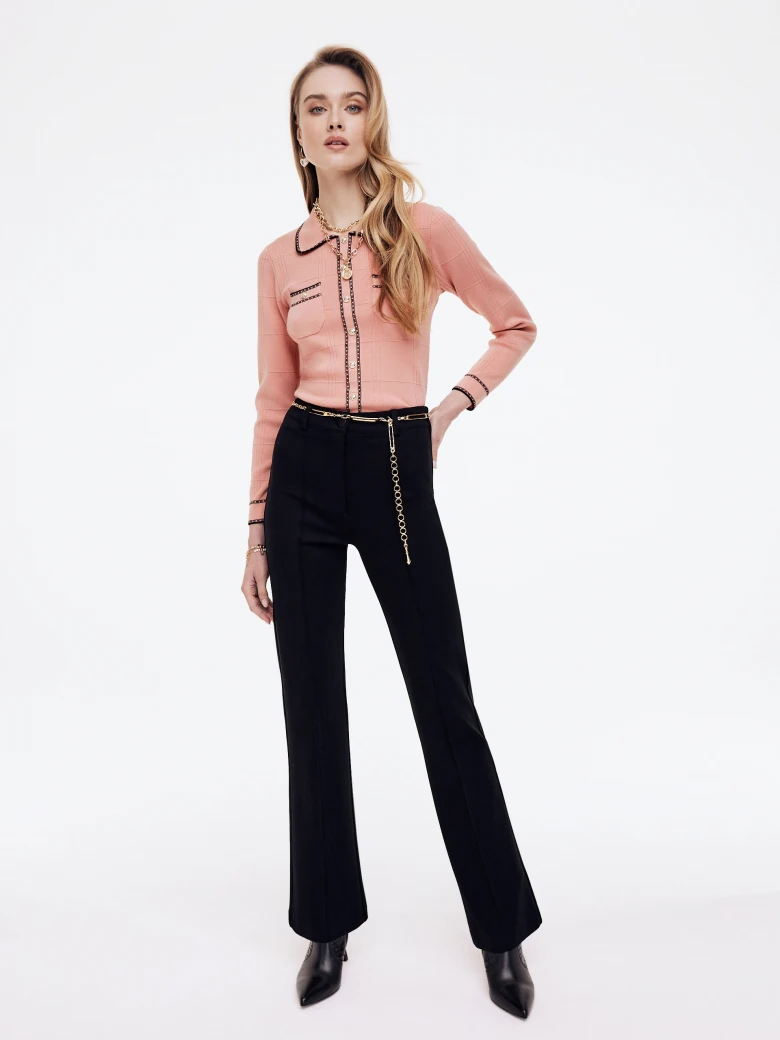 Black pants with flared legs