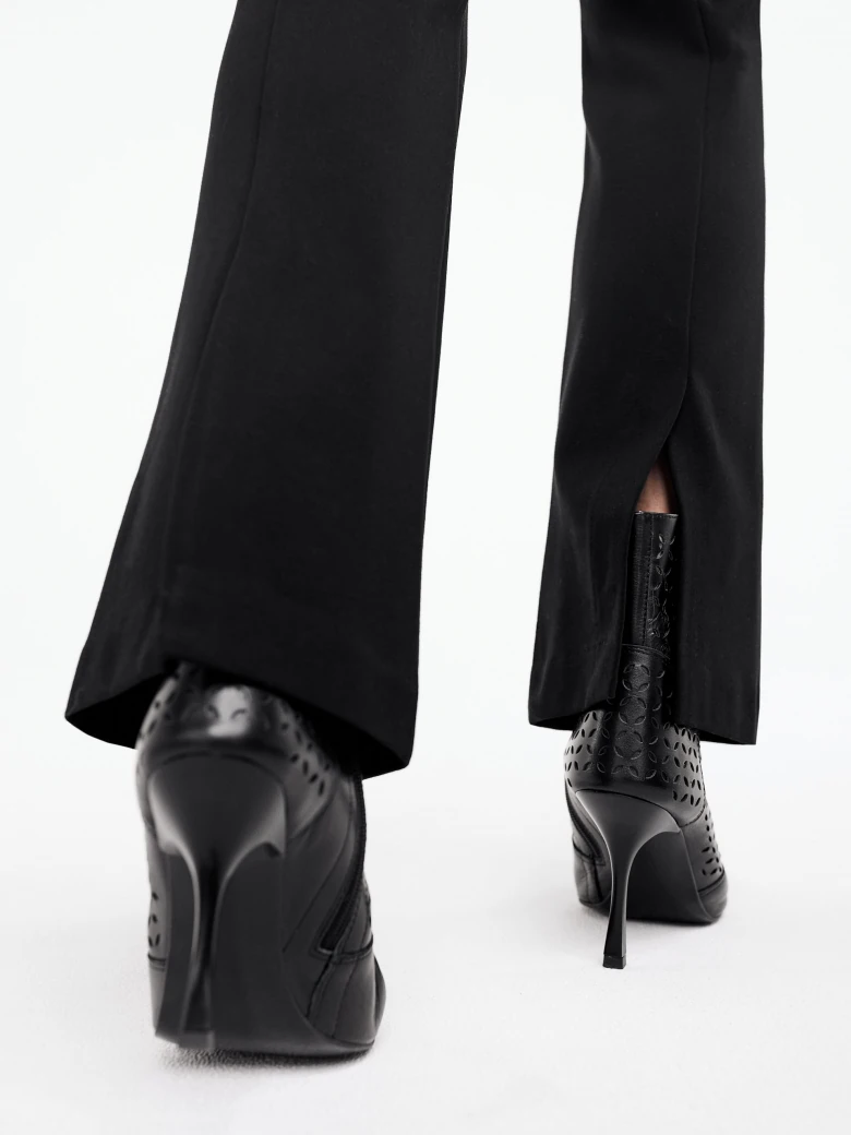 Black pants with flared legs