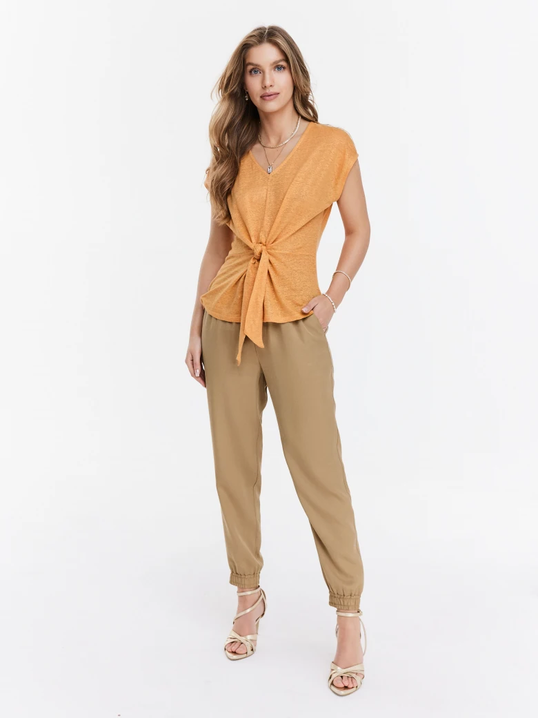 Dark beige lyocell pants