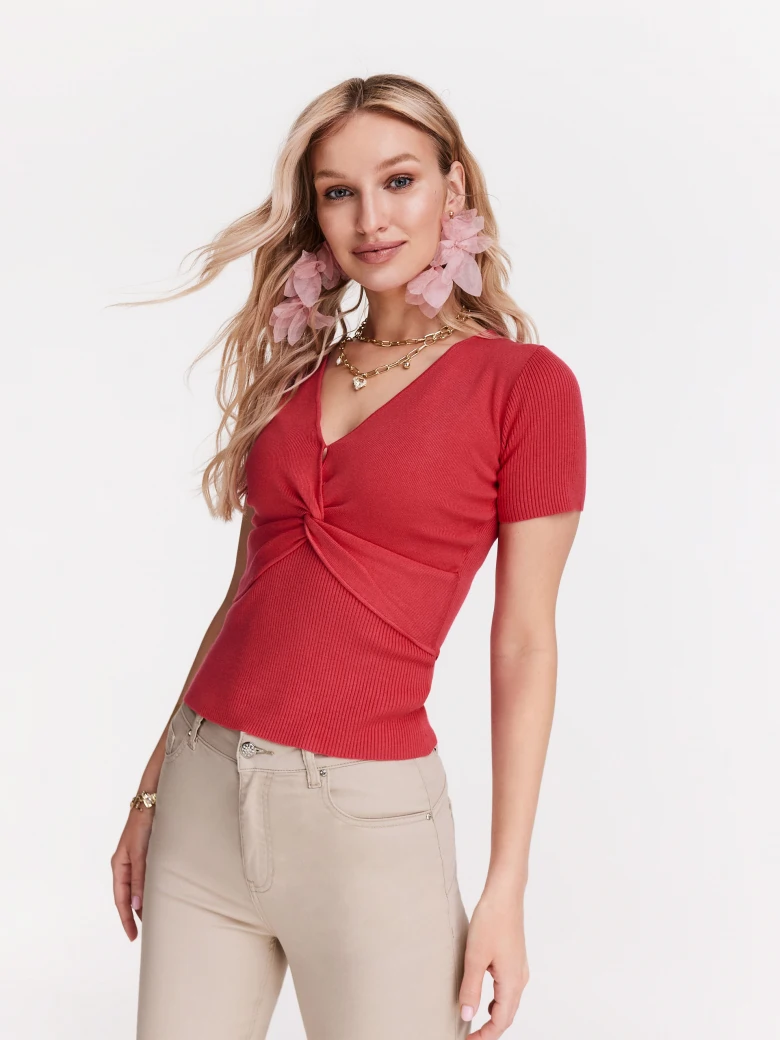 Beige high-waisted pants