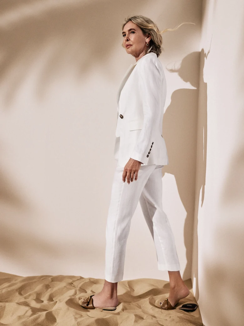 Linen white high-waisted pants